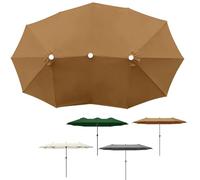 SAGIDAR Rechange Toile De Parasol De Jardin 3 Têtes 12 Baleines, Ø270cm Imperméable Auvent De Remplacement pour Parasol Gris/Vert, Auvent Housse De Rechange pour Plage Piscine Cour Jardin(Brown)