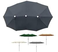 SAGIDAR Rechange Toile De Parasol De Jardin 3 Têtes 12 Baleines, Ø270cm Imperméable Auvent De Remplacement pour Parasol Gris/Vert, Auvent Housse De Rechange pour Plage Piscine Cour Jardin(Gray)