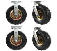 SAGIDAR Roulette Industrielle Pivotante Robuste, 4 Pcs Roues Silencieuses en Caoutchouc, Roue Fixe De Brouette Pneumatique, Pneu Gonflable Ø15/20/25cm, Doubles Roulements, Roues De Remplacement