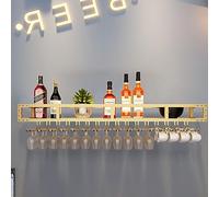 SAGIDAR Support De Bouteilles en Fer, Étagère Le Vin Mural en Métal, Noir/Or, Verres À Pied Étagère 60cm-150cm, Crochet À Double Extrémité, Économie D'espace, Support À Verre Vin Inversé