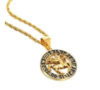 Sagittaire 12 Constellations Pendentif Colliers Pour Hommes Femmes - Disque Creux Signes Étoiles Vintage Corde Chaîne Signes Du Zodiaque Bijoux, Horoscope Astrologie Céleste Bijoux, Sagittaire, 4