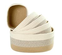 Sagittar Lot de 5 Paniers de Rangement Tressés en Corde de Coton, Paniers de Stockage Empilables Rangement Pour étagères Coiffeuse Chambre d'enfant