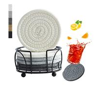 Sagittar Lot de 6 dessous de verre avec support, corde épaisse en coton tressé, 3 tons gris, lot de 6