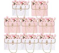Sagni Cadeau Bouquet - Fiotoi pour Accords - Sacs fourre-tout de 8 pièces Boîte cadeau avec de longues poignées pour l'emballage de l'arrangement floral enveloppement-adaptés pour placer les