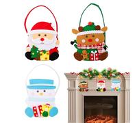 Sagni de faveur pour fêtes de Noël 3 pièces, sacs décoratifs en tissu de Noël avec poignées. Idéal pour bonbons, biscuits, pop-corn et collations lors de fêtes de Noël, événements de classe