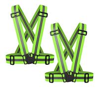 SAGOOITS Gilet de sécurité réfléchissant réglable, 2 pièces, sangles de sécurité réfléchissantes haute visibilité pour contrôle de la circulation, course à pied, cyclisme, marche, ouvriers du bâtiment