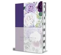 Sagrada Biblia / Holy Bible: Reina-Valera 1960 Tela Morada Con Flores Tamaño Manual Con Índice, Imagenes de Tierra Santa / Reina-Valera 1960 ... Flowers, Ribbon Marker, Words of Jesus in Red