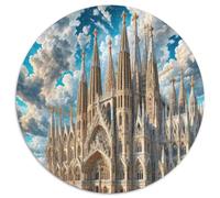 Sagrada Familia, Espagne 1000 Pièces Jigsaw Puzzles bâtiment Puzzle Circulaire pour Adultes Et Enfants Cadeaux Jeu D'Intelligence De l'art De La DécoRat ION Moderne 1000pcs (67.5x67.5cm