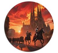 Sagrada Familia, Espagne 1000 Pièces Jigsaw Puzzles bâtiment Puzzle Rond pour Adultes Et Enfants Encastrement Parfait Jeu D'Intelligence De l'art De La DécoRat ION Moderne 1000pcs (67.5