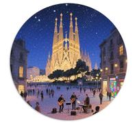 Sagrada Familia, Espagne 1000 Pièces Puzzle bâtiment Circulaire pour Enfants Encastrement Parfait Jeu D'Intelligence De l'art De La DécoRat ION Moderne 1000pcs (67.5x67.5cm)