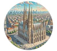 Sagrada Familia, Espagne 1000 Pièces Puzzle bâtiment Puzzles Ronds pour Adultes Et Enfants Encastrement Parfait Jeu D'Intelligence De l'art De La DécoRat ION Moderne 1000pcs (67.5x67.5c