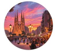 Sagrada Familia, Espagne 1000 Pièces Puzzle bâtiment Rond pour Adultes Et Enfants Cadeaux Jeu D'Intelligence De l'art De La DécoRat ION Moderne 1000pcs (67.5x67.5cm)