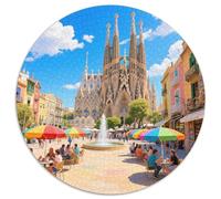 Sagrada Familia, Espagne 1000 Pièces Puzzle bâtiment Rond pour Adultes Et Enfants Cadeaux Jeu D'Intelligence De l'art De La DécoRat ION Moderne 1000pcs (67.5x67.5cm)