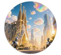 Sagrada Familia, Espagne 1000 Pièces Puzzle bâtiment Rond pour Adultes Et Enfants Cadeaux Jeu D'Intelligence De l'art De La DécoRat ION Moderne 1000pcs (67.5x67.5cm)