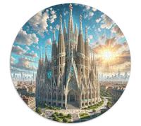 Sagrada Familia, Espagne 1000 Pièces Puzzles Classiques bâtiment Puzzle Circulaire pour Adultes Et Enfants Encastrement Parfait Jeu D'Intelligence De l'art De La DécoRat ION Moderne 100