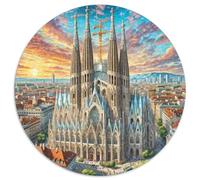 Sagrada Familia, Espagne 1000 Pièces Puzzles Classiques bâtiment Puzzle Rond pour Adultes Et Enfants Cadeaux Jeu D'Intelligence De l'art De La DécoRat ION Moderne 1000pcs (67.5x67.5cm)