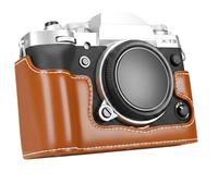 Sagreeny Demi-étui de protection en cuir PU compatible avec appareil photo Fujifilm X-T3 avec ouverture par le bas, marron, Étui