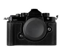 Sagreeny Demi-étui en cuir véritable compatible avec appareil photo Nikon ZF rétro., Noir , housse de protection pour appareil photo