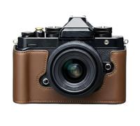 Sagreeny Demi-étui pour appareil photo compatible avec Nikon Z FC Housse de protection en cuir véritable avec ouverture inférieure Poignée Accès facile à la batterie, café, housse de protection pour