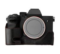Sagreeny Demi-étui pour appareil photo compatible avec Sony Alpha7Rv/A7R5/A7M4/ILCE-7M4/ILCE-7RM5 en cuir véritable de protection antichoc fabriqué à la main en cuir de qualité supérieure avec accès