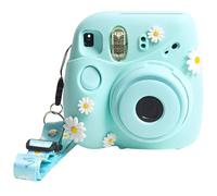 Sagreeny Étui de protection pour appareil photo instantané Fujifilm Mini 7 Plus, étui en silicone sur mesure avec bandoulière réglable, rangement compact, bleu, 4×3×2 inch, housse de protection pour