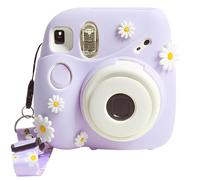 Sagreeny Étui de protection pour appareil photo instantané Fujifilm Mini 7 Plus, étui en silicone sur mesure avec bandoulière réglable, rangement compact, violet, 4×3×2 inch, housse de protection pour