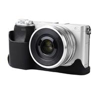 Sagreeny Support pour appareil photo, compatible avec Sony ZV-E10, en cuir véritable, partie inférieure de protection avec trappes d'accès pour un changement facile de la batterie et de la carte SD