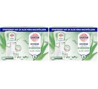 Sagrotan No-Touch Distributeur de Savon Automatique Blanc - Pack de Conservation - Recharges Sagrotan Aloe Vera - 2 x 250ml Savon Liquide (Lot de 2)