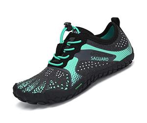 SAGUARO Chaussures de Trail Running Garçon Fille Chaussures Minimalistes Chaussures de Sport Gym Randonnée Escalade Vert GR.29