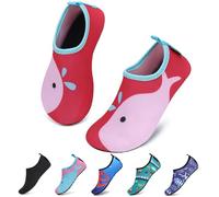 SAGUARO Enfant Chaussures Aquatiques Fille Garçon Chaussons de Plongée Chaussettes d'eau pour Sports Nautiques Piscine et Plage Natation Surf Voile Mer Rivière, Rouge, 30/31 EU