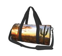Saguaros at Sunset Sac de voyage en toile imprimée - Sac de sport de gym avec grande capacité pour week-end d'affaires voyage, Noir , Taille unique