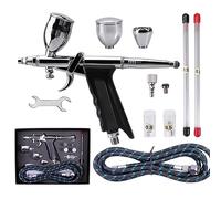 SAGUD Kit pistolet aérographe double action stylo aérographe 0,3mm avec aiguilles extra 0,5 0,8 mm, tuyau aérographe et set de godets 2CC/5CC/13CC