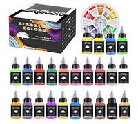 SAGUDIO Peinture Aérographe 24 Couleurs 30 ml - Modèle prêt à l'emploi pour Airbrush, de gâteaux,de modèles