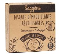 Sagyène Disques Démaquillants Réutilisables Fibre de Bambou 10 pièces + Filet de Lavage Offert