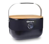 Sahara - Barbecue à Gaz Portable Compact 2,7kW Grille Fonte Mini Barbecue de Table Noir Kit Planche à Découper Bois 2/4 Personnes