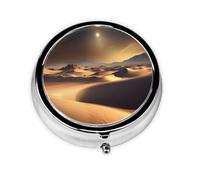 Sahara Desert Mini pilulier rond avec revêtement en métal pratique pour le transport quotidien et les voyages d'affaires