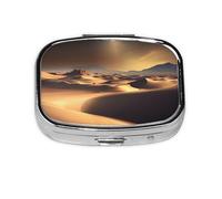 Sahara Desert Pilulier carré avec motif imprimé complet - Étui de voyage portable en métal pour vitamines et médicaments, 5,6 x 4,1 x 1,8 cm.