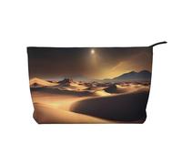 Sahara Desert Trousse de maquillage en velours côtelé pour femme avec fermeture éclair, idéale pour les voyages et le rangement quotidien des produits cosmétiques, noir, taille unique
