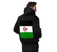 Sahara Occidental Drapeau Doublure Polaire Sweatshirts À Capuche Mode Homme Manches Longues Vintage Fermeture Éclair Sweatshirts Imprimé Chemises Cordon Hoodie Hauts pour Usage