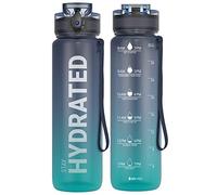 Sahara Sailor Bouteille d'eau de motivation, 1 000 ml, à rabat, sans BPA, anti-fuite, salle de sport, école, cyclisme, réutilisable, en plastique, 1 pièce