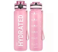 Sahara Sailor Bouteille d'eau étanche 1L, Bouteille de sport motivationnelle Tritan sans BPA avec marqueur de temps clair, couvercle à verrouillage, brosse de nettoyage facile, durable pour la gym