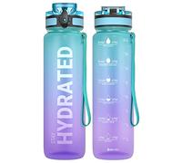 Sahara Sailor Bouteille d'eau étanche 1L, Bouteille de sport motivationnelle Tritan sans BPA avec marqueur de temps clair, couvercle à verrouillage, brosse de nettoyage facile, durable pour la gym