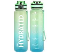 Sahara Sailor Bouteille d'eau, Gourde Sport 1L/32oz avec Marqueur de Temps de Motivation, sans BPA, Étanche & Réutilisable, pour Sport, Camping (1 Bouteille)