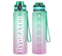 Sahara Sailor Bouteille d'eau, Gourde Sport 750ML avec Marqueur de Temps de Motivation, sans BPA, Étanche & Réutilisable, pour Sport, Camping (1 Bouteille)