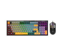 SaharaCase - Combo clavier et souris de jeu filaire | Clavier complet 98 touches | Multi-touches anti-ghosting | Rétroéclairage 7 RVB (noir/orange)