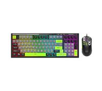 SaharaCase - Combo clavier et souris de jeu filaire | Clavier complet 98 touches | Multi-touches anti-ghosting | Rétroéclairage 7 RVB (noir/vert)