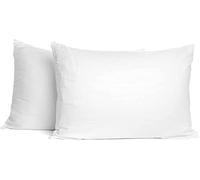 SAHARBEDDINGS Lot de 2 taies d'oreiller de voyage pour enfant 33 x 45,7 cm, 600 fils au pouce carré, en coton blanc, avec fermeture à rabat