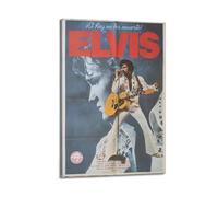 SAHDU I REWNRN Poster décoratif sur toile d'Elvis Presley - Décoration murale vintage pour salon, chambre à coucher - 50 x 75 cm - Style cadre