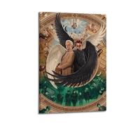 SAHEAWEBWBAE Good Omens Poster mural décoratif vintage sur toile pour salon, chambre à coucher, 30 x 45 cm, style cadre