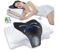 SAHEYER Oreiller Ergonomique Cervical, 2 en 1 Oreiller Memoire Forme pour la Nuque, Coussin pour Dormir sur Le côté, Le Dos et Le Ventre, 60x35,5x10/13 CM, Gris